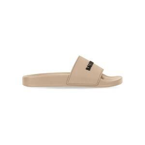 Balenciaga Womens Pool Logo Slide Sandals Flip Flop - 7 Beige/Noir